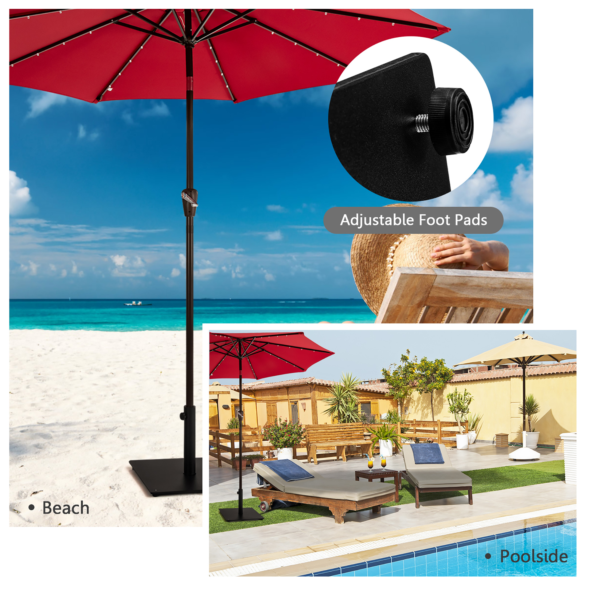 Costway 36LBS Square Umbrella Base Stand Weighted Patio Market Umbrellas Black