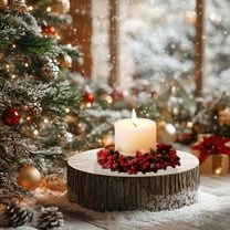 Usloyux Under $5 Christmas Candlestick Wreath, 5cm Red Berry Centerpiece for Table Decor, Holiday Candlelight Dinner Xmas Ornament, Small Round Candle Ring