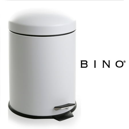 - BINO Stainless Steel 1.3 Gallon/5 Liter Round Step Trash Can, Matte White