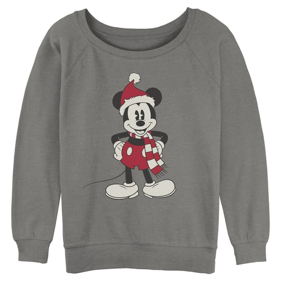 Juniors Mickey & Friends Christmas Santa Hat Mickey Sweatshirt