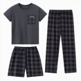thumbnail image 2 of KPOPLK Little Boys Pajamas 3 Pieces Short Sleeve Top Pant/Shorts Set Relax Fit Sleepwear Kids Pjs Toddler Clothes for Boys Jammies,Size 11-12 Years, 2 of 4