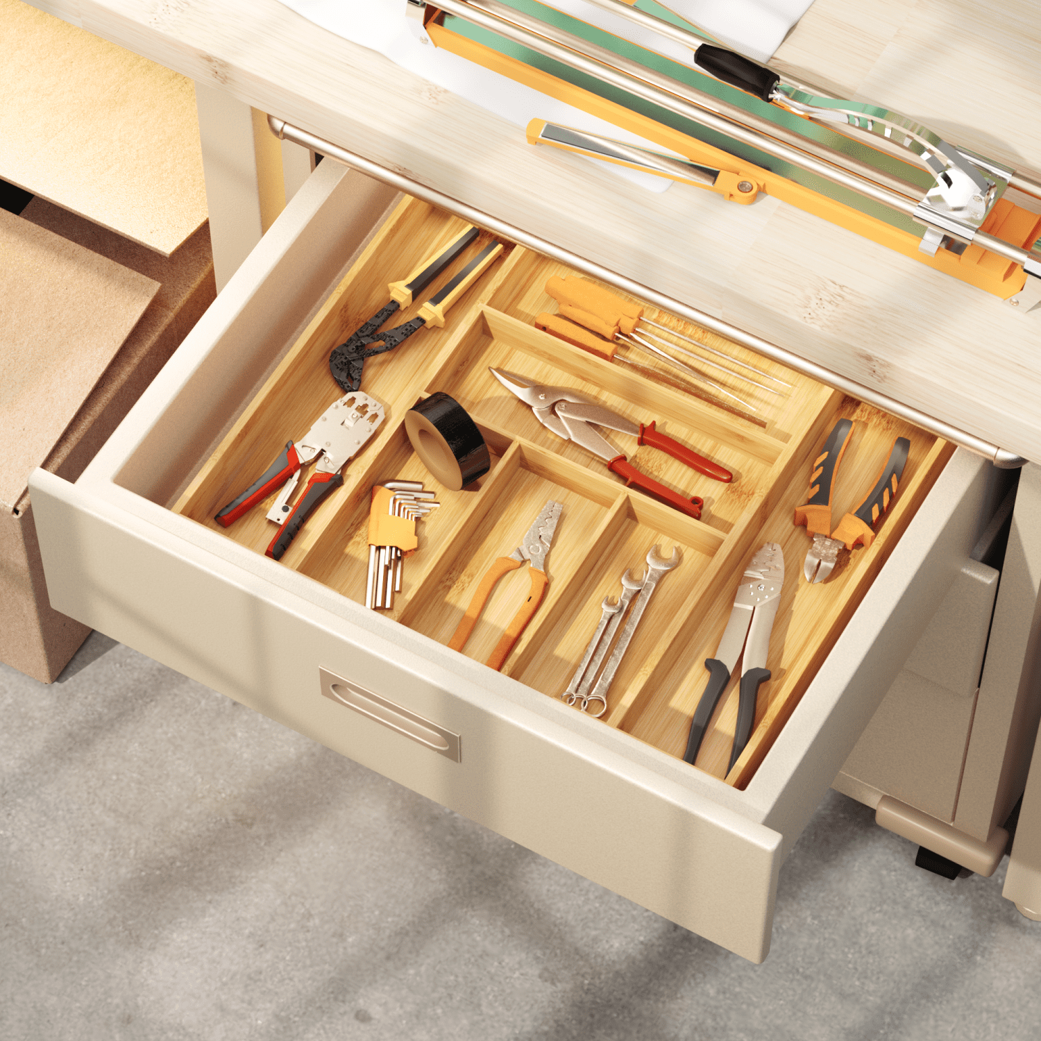 Bambloom Bamboo Expandable Cutlery Drawer，Utensil Silverware Drawer Organizer for Kitchen，with 5 Compartment