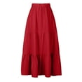 thumbnail image 3 of Long Skirts for Women Summer Maxi Skirt Slit Women's Boho Elastic High Waist A Line Skirt Ruffle Swing Beach Skirt, 3 of 5