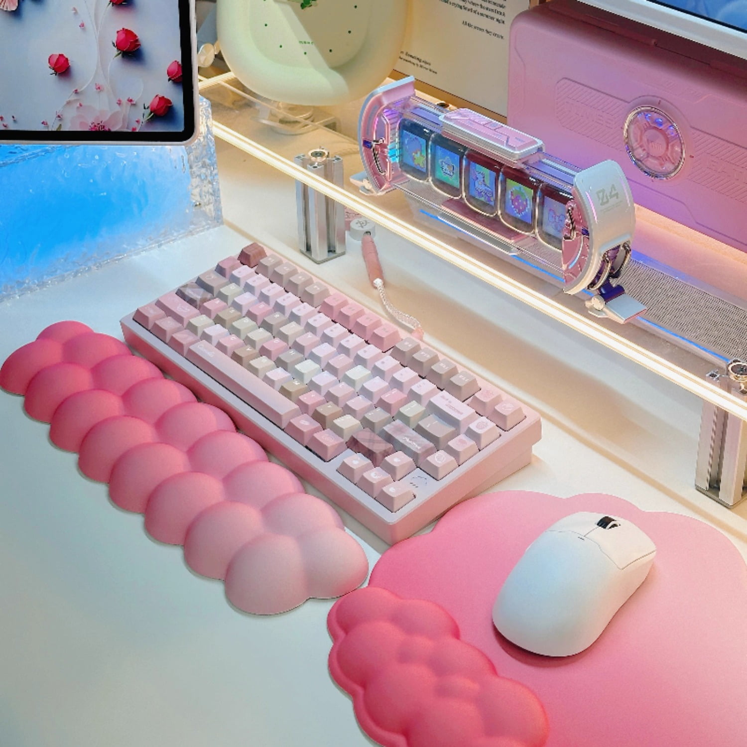 MiFuny Cloud Wrist Rest & Mouse Pad Set, Ergonomic Pillow Support  Fits 61-96% Layout,size 370x105x25mm, Waterproof
