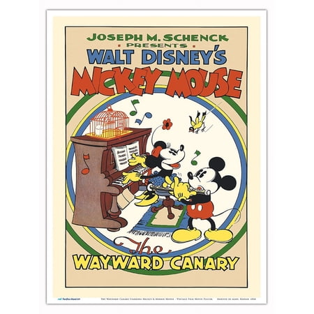 The Wayward Canary - Starring Mickey & Minnie Mouse - Vintage Film Movie Poster c.1932 - Master Art Print (Unframed) 9in x 12in