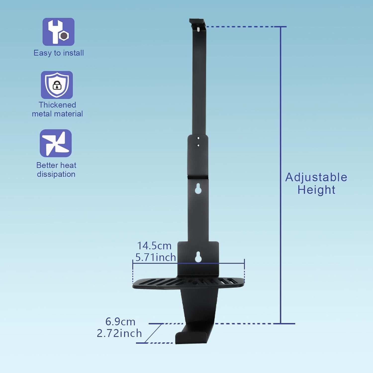 PS5 Wall Mount, Heavy-Duty Steel Mount Kit for Protection & Cooling with 2 Controller Holder and Headset Holder,Compatible with All PS5 Models Including Slim, Pro, Original, Black