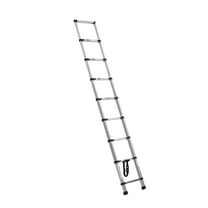 KFFKFF 8.5ft Telescoping Ladder, Stainless Steel Lightweight Extension Ladder with Multi-Button Retraction, 330LBS Load Capacity, Non-Slip Feet, Portable 9-Step Ladder for Home, RV, and Loft