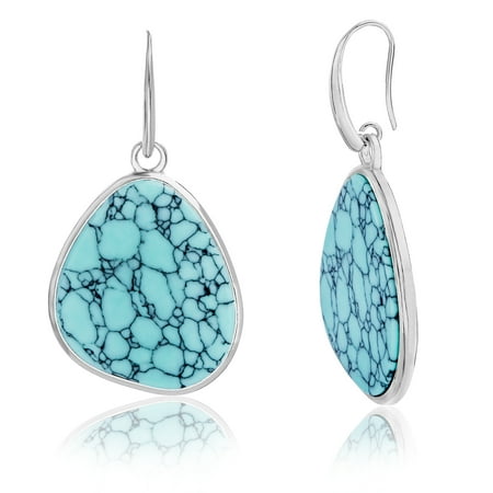 - Simulated Turquoise Teardrop Shaped Earring
