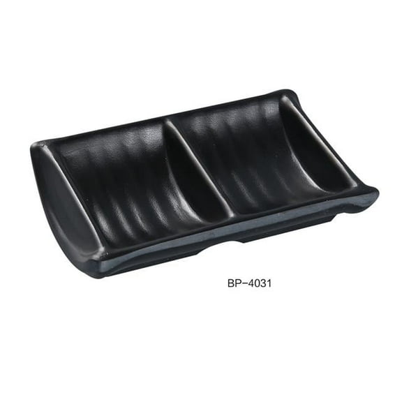 Yanco BP-4031 Black Pearl-2 Double Sauce Dish, Black - Pack of 72