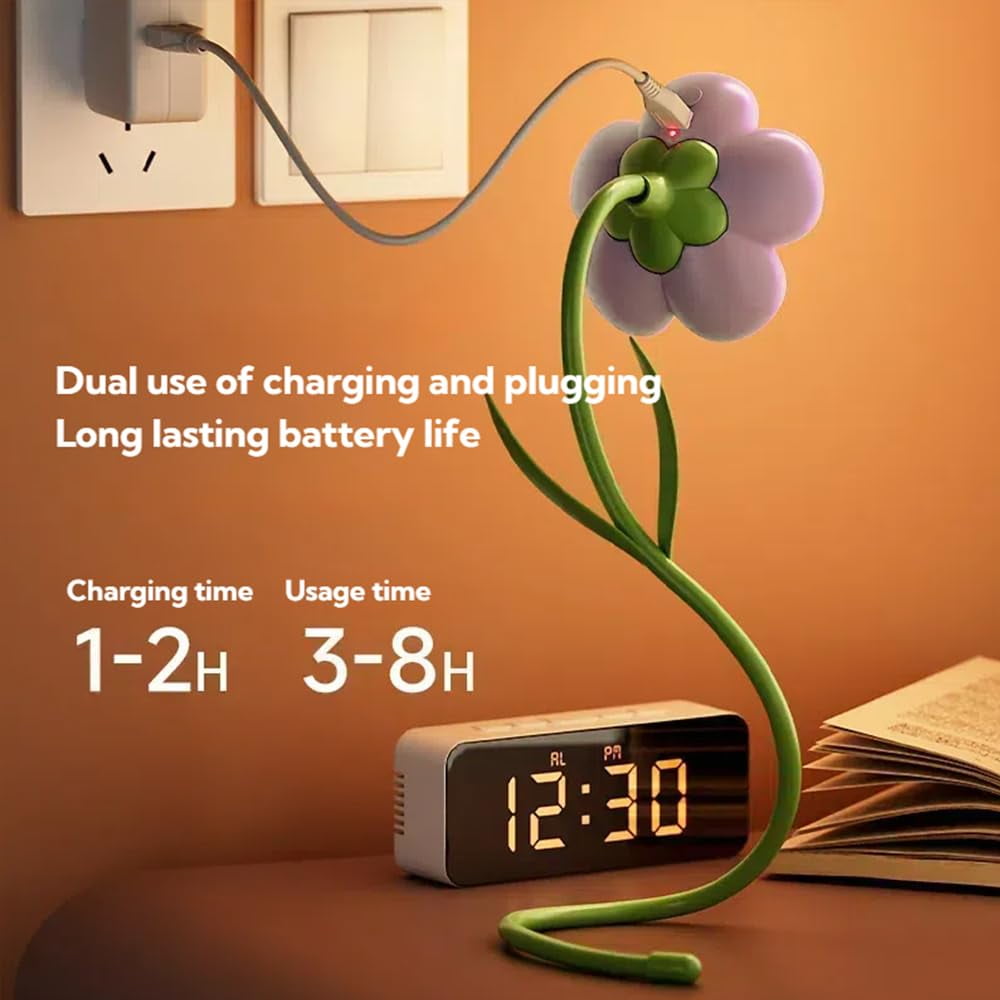 Birthday Gifts for Women,Sunflower Flower Lamp Rechargeable Cordless Led Reading Light,3-Colour Infinitely Dimming Small Night Light for Festival Gifts for Mom Girlfriend Grandma (Yellow)