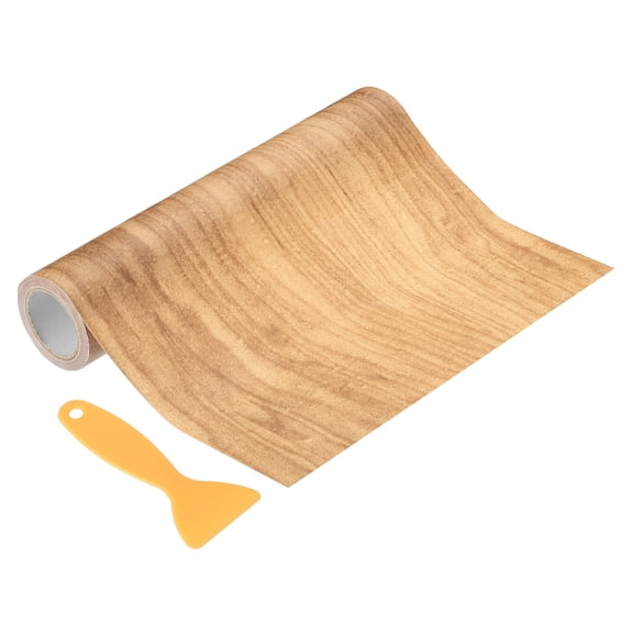 Wood Grain Repair Tape 2.2"X30', Self Adhesive Realistic Textured Repair Tape Patch with Scraper, Brown Oak