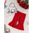 thumbnail image 4 of Musuos 4th for July Baby Girls Summer Outfit, 0-18Months Halterneck Heart Print Vest with Flare Pants Independence Day Clothes, 4 of 9