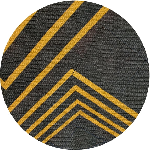 Ahgly Company Indoor Round Patterned Mid Gray Novelty Area Rugs, 4' Round