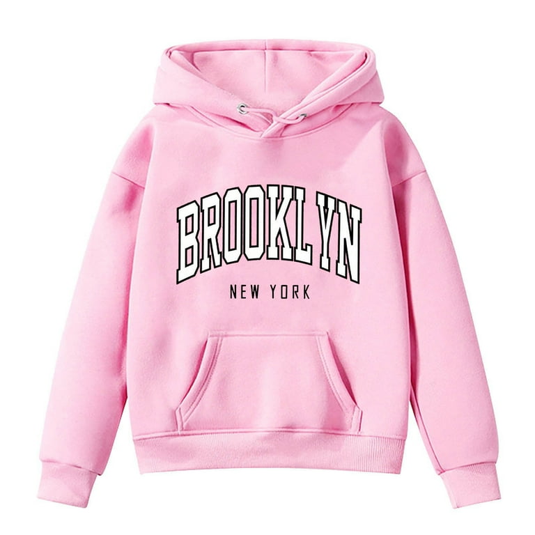 Big Girls Hoodie Brooklyn Print Hooded Sweatshirt Graphic Sports