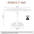 thumbnail image 5 of Cvortll Round Dining Table, 42 inch Tulip Table Pedestal Dining Table, Round Pedestal Table for Mid-Century End Table Coffee Office Living Room Table, White, 5 of 15