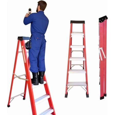 6-Foot Fiberglass Step Ladder, 500-Pound Load Capacity, Type IA, Lightweight Design