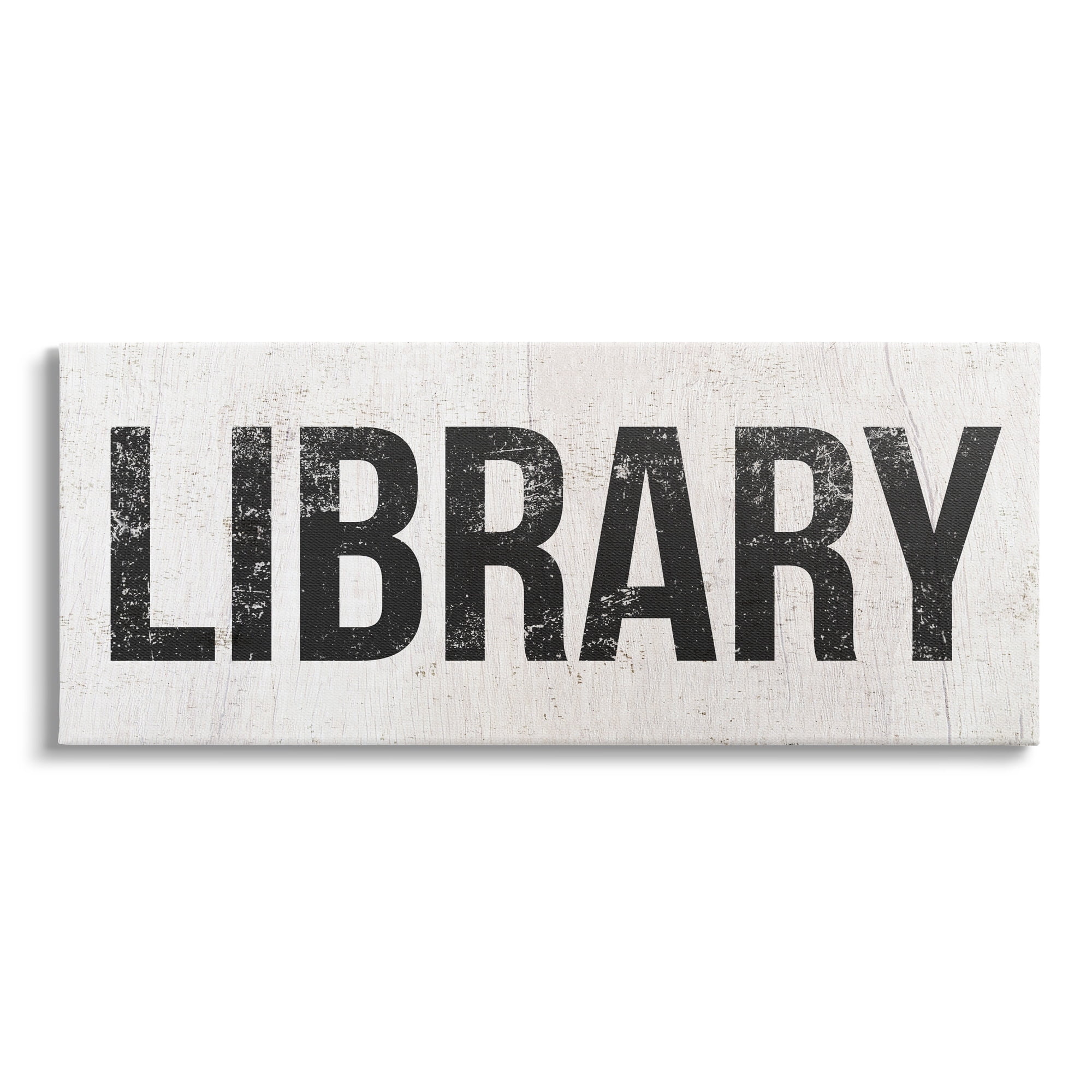 Stupell Industries Library Rustic Weathered Phrase Typography Painting Gallery Wrapped Canvas Print Wall Art