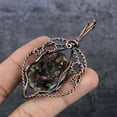thumbnail image 3 of Natural Watermelon Tourmaline Copper Wire Wrap Gift Jewelry Pendant 3.15", 3 of 4