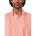 thumbnail image 5 of Havanera Men's and Big Men's Geo Embroidered Panels Short Sleeve Cotton Linen Button-Down Shirt, Sizes S-5XL, 5 of 8