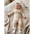 thumbnail image 5 of RUINIXCW Baby Girl Little Sister Outfit Newborn Baby Girl Hospital Coming Home Outfit Waffled Romper Infant Baby Girls Fall Winter Clothes Long Sleeve Jumpsuit Headband Set, 5 of 9