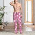 thumbnail image 5 of Uemuo Rabbit Holding Flowers Pattern Men's Wide Leg Palazzo Lounge Pants with Pockets Light Weight Loose Comfy Casual Pajama Pants-Small, 5 of 9
