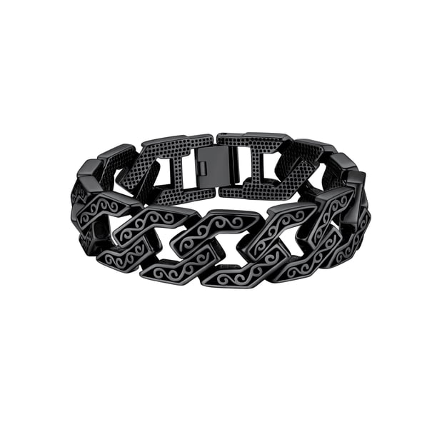 PROSTEEL Cadena de eslabones cubanos Nudo celta Pulsera para hombre 16MM Acero inoxidable Hip Pop Pulseras chapadas en negro para niño, 9 pulgadas
