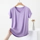 thumbnail image 5 of Mujeres Manga Corta Tops Casual, Color Sólido Cuello en V, Camiseta Casa Blusas para Mujeres, 5 of 5