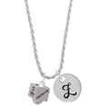 thumbnail image 1 of Delight Jewelry Silvertone Chinese Symbol Harmony Square Spinner Silvertone Script Initial Disc - Z - Charm Necklace, 20"+3", 1 of 4