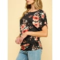 thumbnail image 3 of Made by Johnny Women's Dolman Drape Top with Side Shirring XXXXXL BLACK_FLORAL, 3 of 6