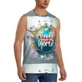 thumbnail image 2 of Fotbe Men's Travel Around The World Print Men's Sleeveless Muscle Tank Tops Casual T-Shirts for Gym Workout Beach-X-Large, 2 of 8