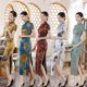 thumbnail image 2 of Falda cheongsam adelgazante de estilo chino joven de manga corta de satén largo de verano y otoño, ropa de mujer de talla grande, 2 of 6