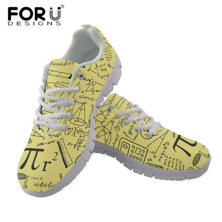 

Women Wear-resistant Sneakers Colorful Math Formula Pattern Lace-up Shoes Ladies Breathable Air Mesh Shoes Spring