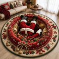 thumbnail image 4 of 3D Optical Illusion Christmas Round Rug, Non-Slip Washable Carpet with Santa Boots Illusion Print for Living Room, Bedroom and Entryway Holiday Decor, 19.69 Inch, 4 of 8