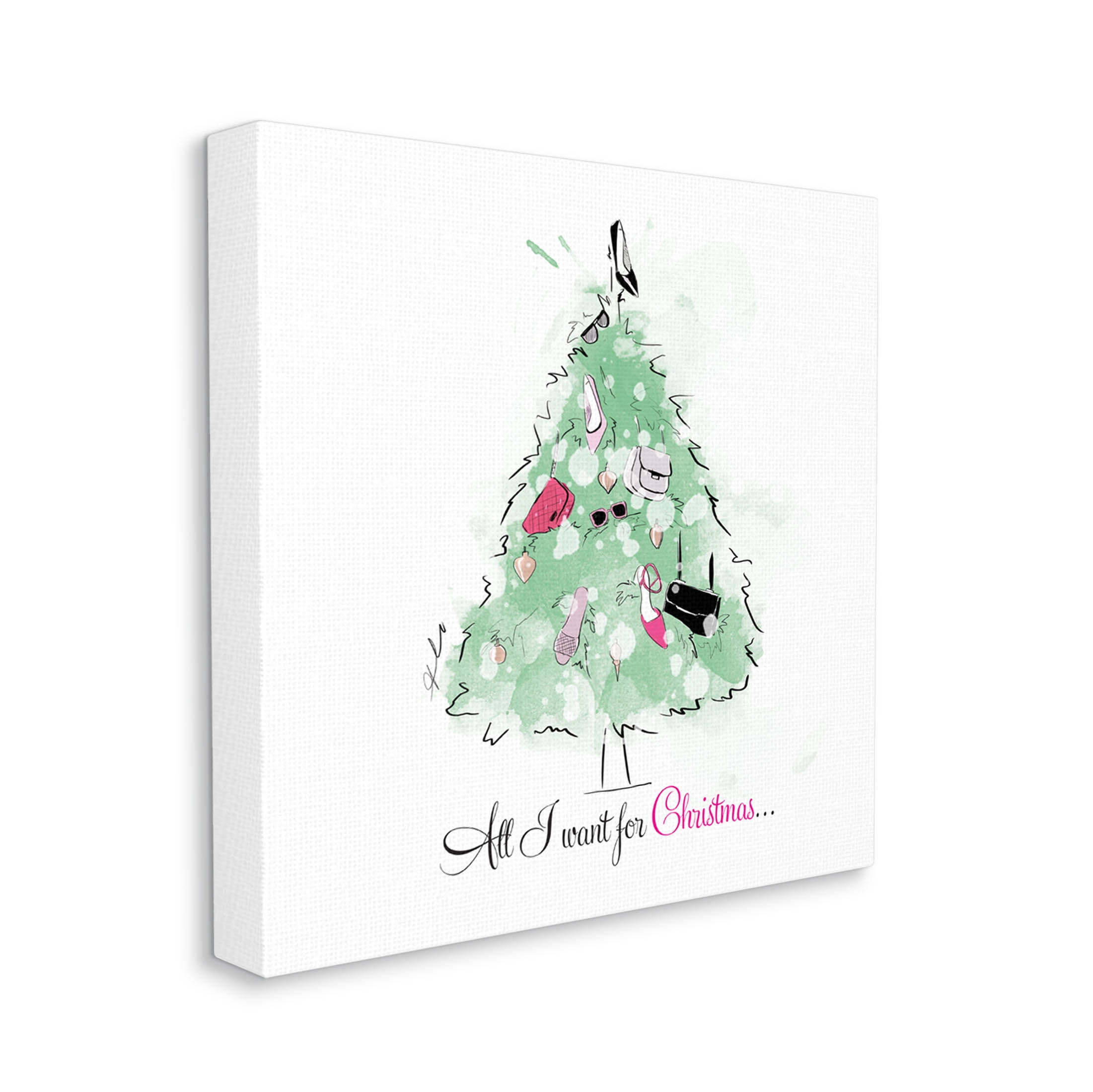 Stupell Industries All I want For Christmas Fashion Graphic Art Gallery Wrapped Canvas Print Wall Art, Design by Alison Petrie