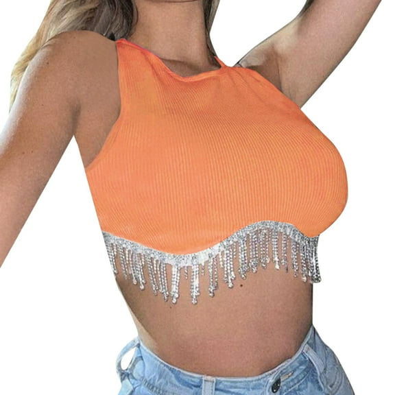 Sngxgn Camisole Spaghetti Strap Tank Top for Women Basic Cami Tops Womens Undershirts(Orange,S)