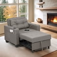 thumbnail image 3 of Accent Chairs Armchairs Arm Lounge Chair into Sofa Bed Faux Leather with USB, Storage Space for Living Room Bedroom, Gray, 3 of 7