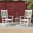 thumbnail image 2 of Topcobe Rustic Outdoor Rocking Chairs Set of 2, Comfortable Curved Arms, Tall Backrest, Slatted Wooden Seat, White Rocking Chairs for Patio, 2 of 10