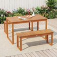 thumbnail image 2 of LEHOME Acacia Wood Outdoor Bench Backless, 2-Person Wood Patio Bench with Slatted Seat, Outdoor Backless Dining Bench for Backyard, Poolside, Porch (43.5"), 2 of 8