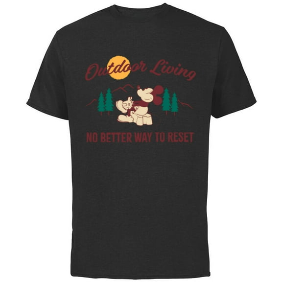 Disney Mickey Mouse Mountain Outdoor Living - Short Sleeve Cotton T-Shirt for Adults - Customized-Black