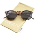 thumbnail image 1 of zeroUV Unisex Retro Horn Rimmed Keyhole Nose Bridge P3 Round Sunglasses 49mm (Shiny Brown-Tortoise / Smoke) - 49mm, 1 of 5