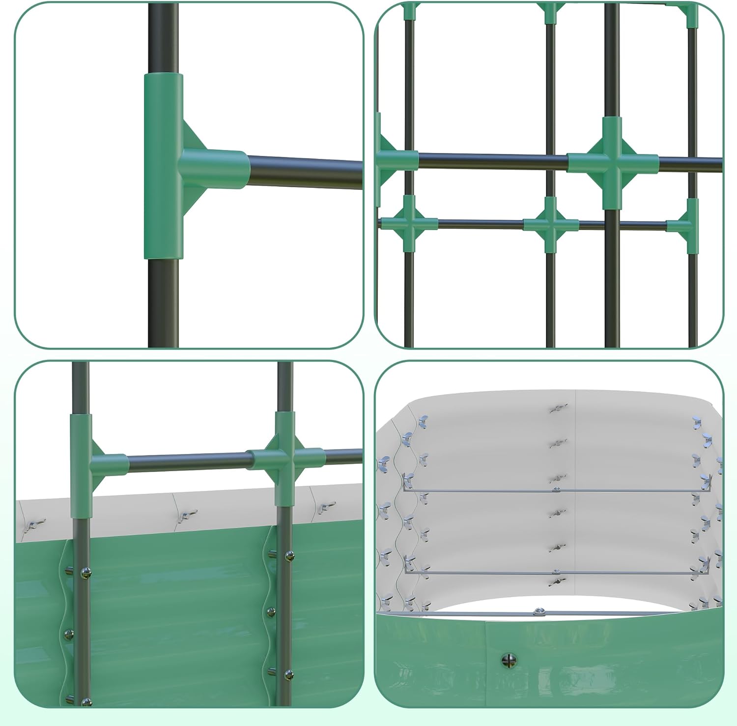 Riedhoff 2 Pack Raised Garden Bed Kit 6.56*1.96*1.47'​​, with 7.87' Tall Arch Trellis, Green