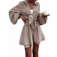 thumbnail image 3 of 2 Piece Sets for Women Matching Two Piece Fashion Oversized Shirts and Shorts Spring Outfit Khaki XL, 3 of 7