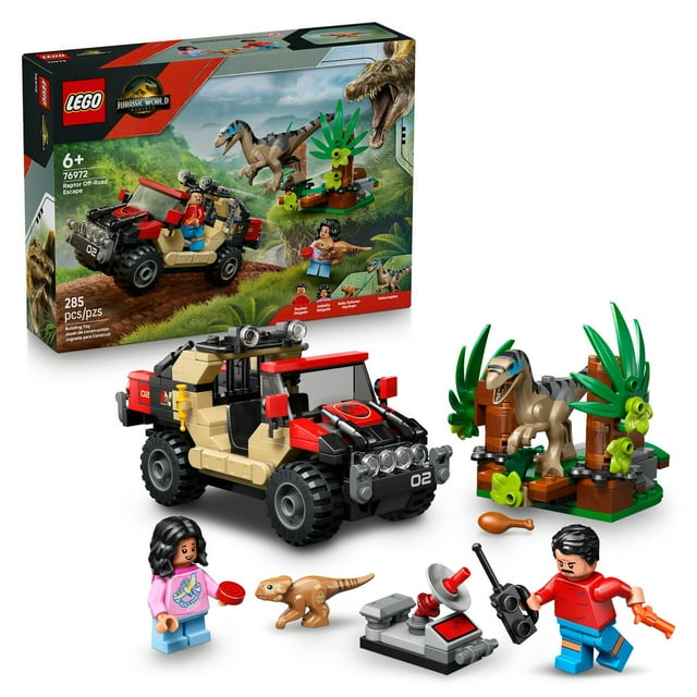 Set LEGO Jurassic World Huida en Todoterreno y Raptor al Acecho 76972