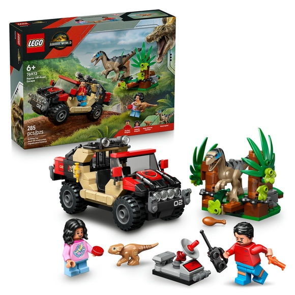 Set LEGO Jurassic World Huida en Todoterreno y Raptor al Acecho 76972