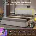 thumbnail image 2 of Aunfebrco White Bed Frame with Headboard & 4 Drawers California King Upholstered Platform Storage Bed Frame with USB Ports & LED Lights, Easy Assemble, 2 of 8