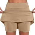 thumbnail image 2 of Hpapadks Womens Skirt Mid Waist Casual Sports Pockets Solid Skirt Pants Coffee L, 2 of 5