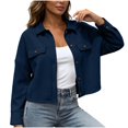 thumbnail image 4 of Enjoytime Cropped Jackets for Women Lapel Long Sleeve Button Down Shacket Fall Fashion Lightweight Trendy Casual Outerwear, 4 of 8