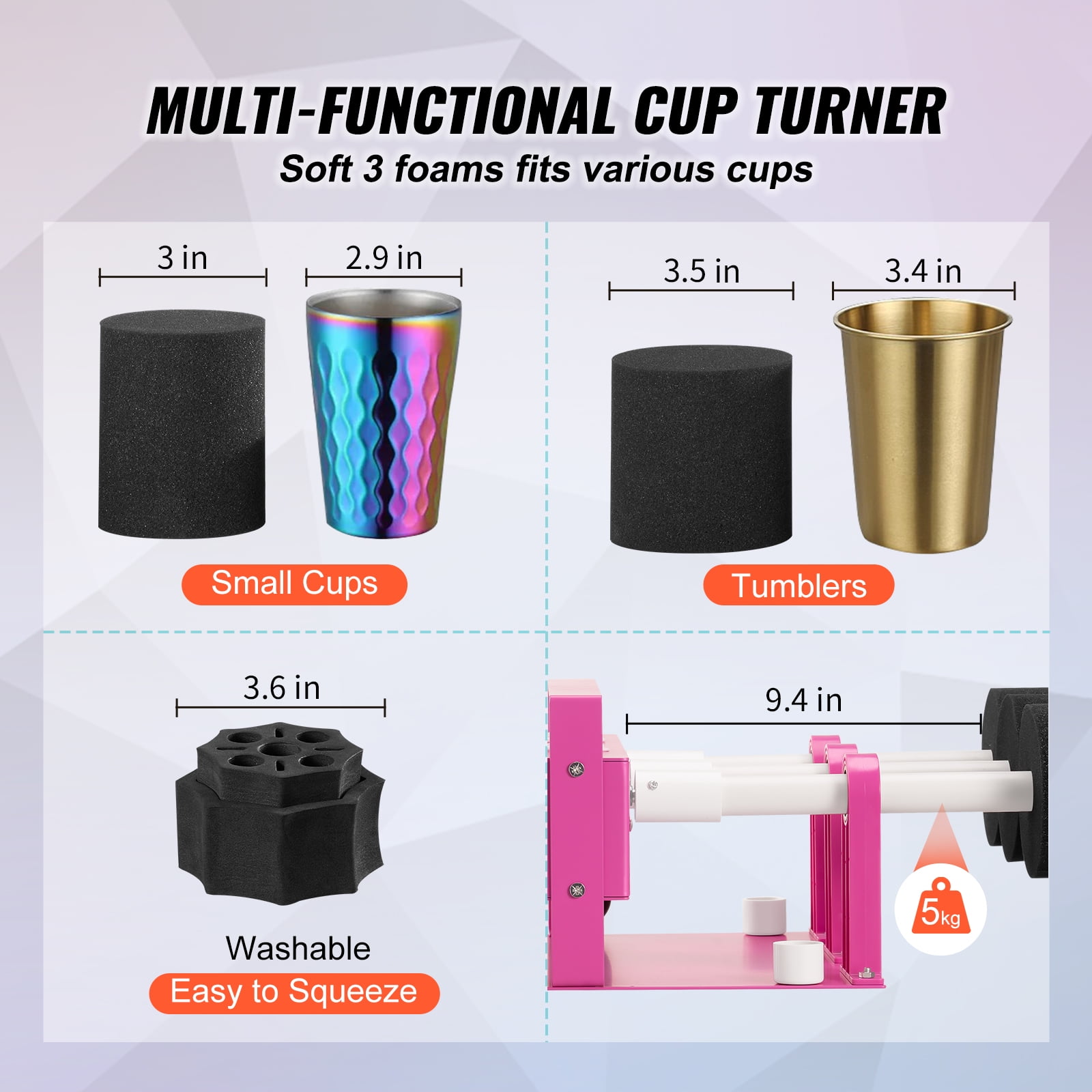 4 Cup Turner for Crafts Tumbler, Tumbler Spinner for Epoxy Tumblers  Clockwise C