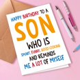 thumbnail image 3 of Tarjeta de cumpleaños PTRUKD con diseño divertido para hijo con sobre, 3 of 6