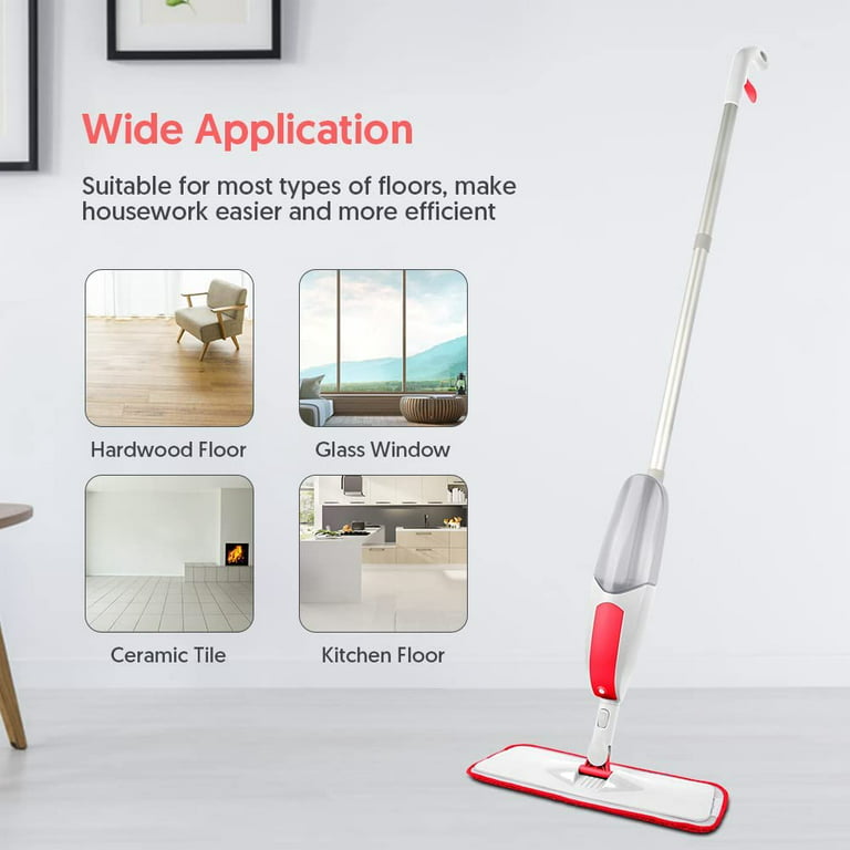  OXO Good Grips Microfiber Spray Mop with Slide-Out  Scrubber,Red/White : Health & Household